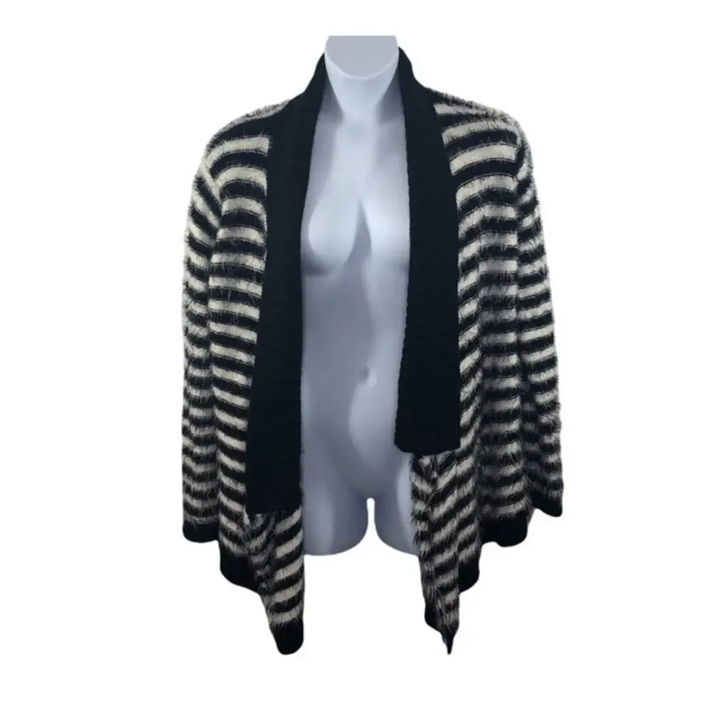 Anthropologie Pleione Eyelash Striped Cardigan NWT Large Open Front